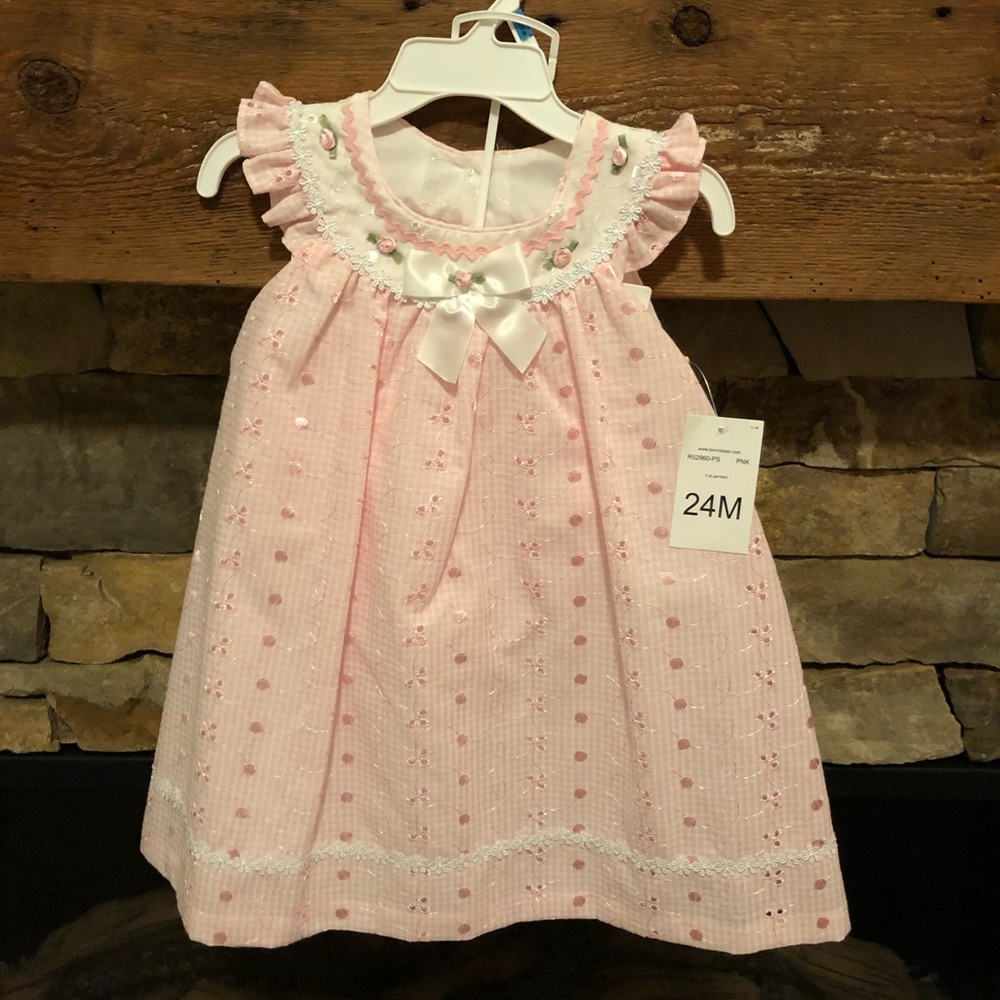 Pink and white floral dress